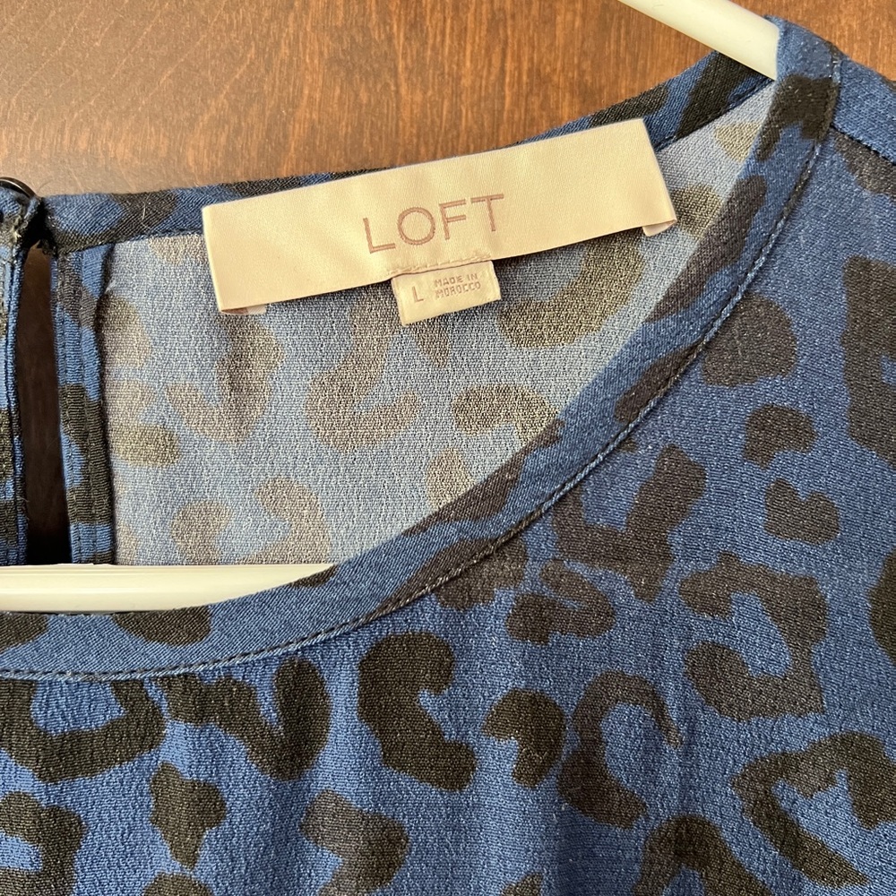 Loft Animal Print Ruffle Sleeve Top - Picture 2 of 3
